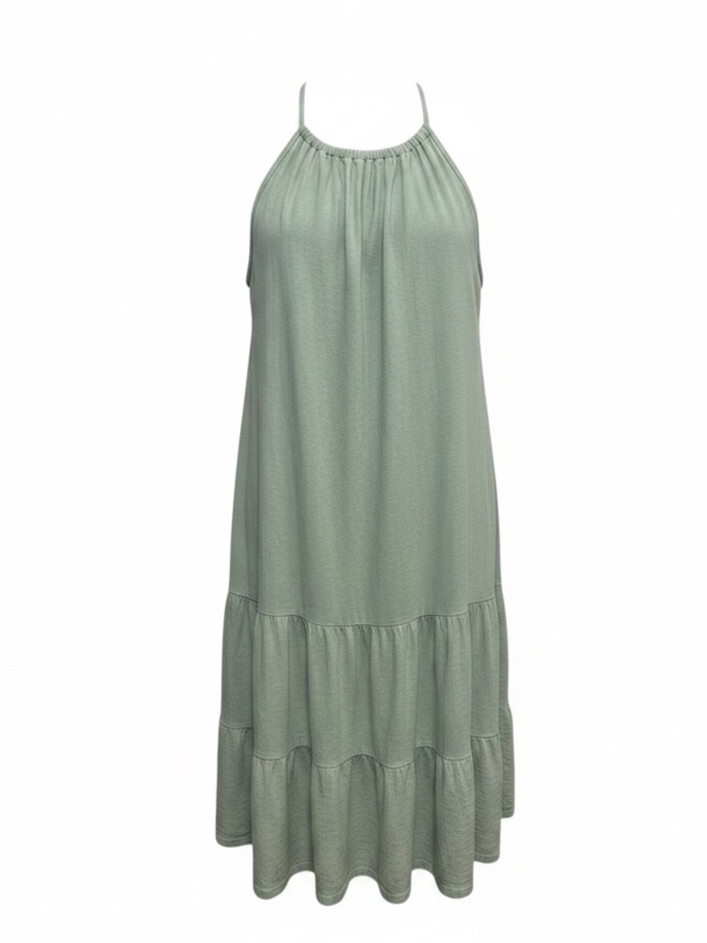 Bella Umbra Sage Green Linen Cotton Tiered Dress Women’s Size XL Italy